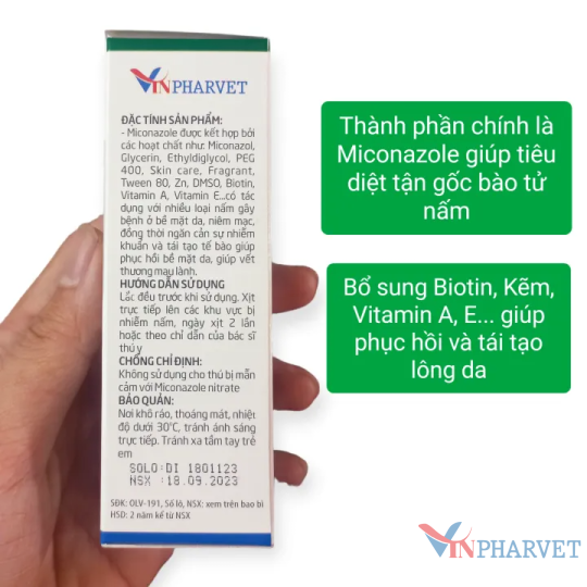 Thuốc Trị nấm, viêm da dạng xịt MICONAZOLE chai 50ml
